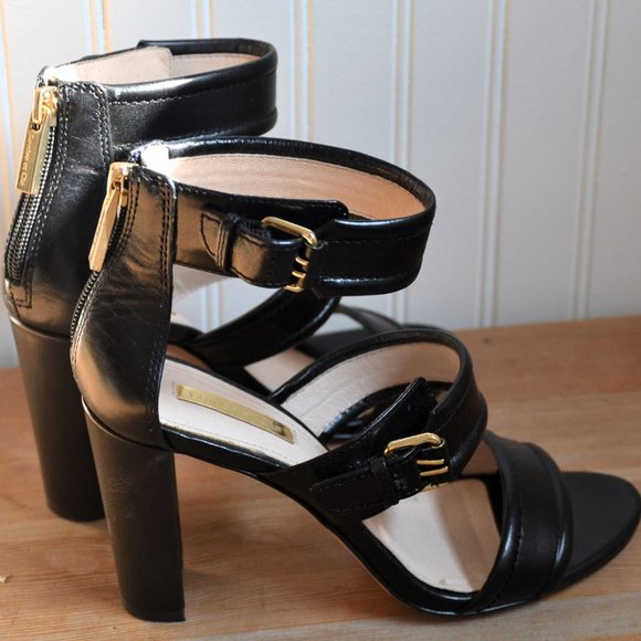 Louise Et Cie 'Gisabel' Leather Ankle Strap Sandal BLACK Zipper US 6M EU 36 - Picture 4 of 8